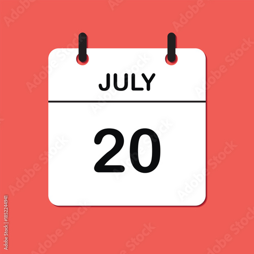 July 20. Daily Calendar icon for design. Simple design for business brochure, flyer, print media, advertisement. Easily editable.