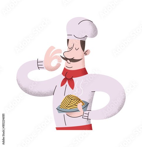 Master chef character cooking pasta