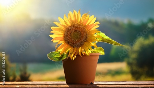 Sunny Sunflower In A Pot