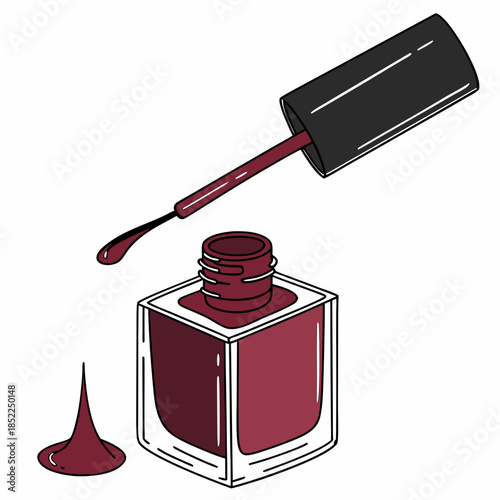  Nail Polish Bottle Vector - Red Lacquer Dripping - Cosmetic Beauty Product Isolated
