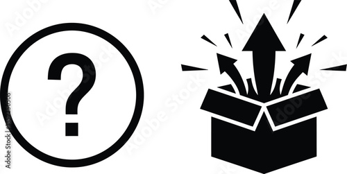 Question mark with exploding box icon perfect for design on transparent background silhouette