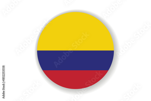 Flag of Colombia. Colombian national symbol in official colors. Template icon. Abstract vector background. Round glass light ball, 3D big bubble, sphere.