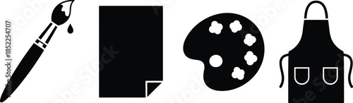 Art And Craft Supplies Paintbrush Paper Palette And Apron new84