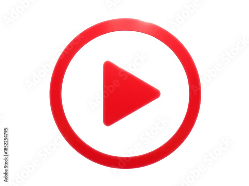 Free Download A single red play button sits on a plain white background, perfect for highlighting music or media content - GFXLoad