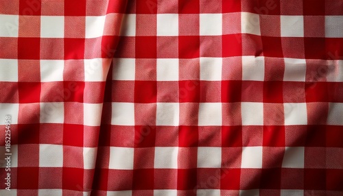 Red White Checkered Picnic Tablecloth As Background Checkered Picnic Tablecloth