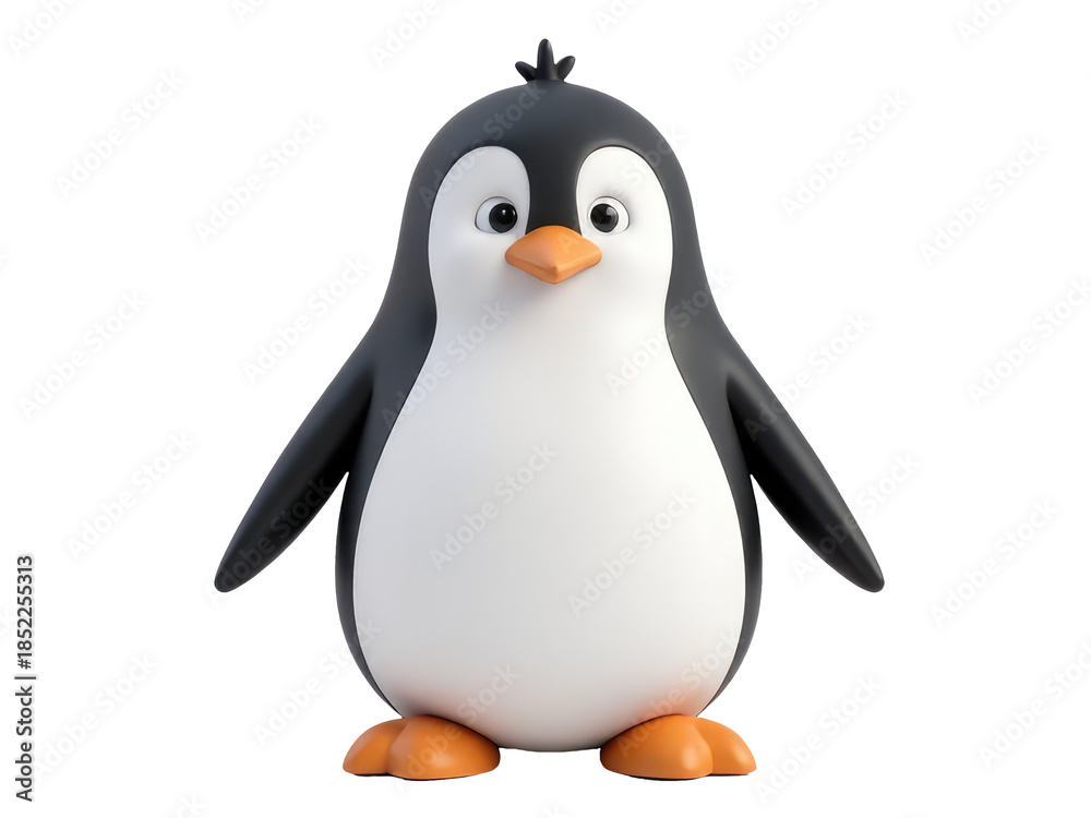 Fototapeta premium A cartoon penguin standing on a white surface