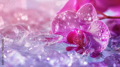 Video A clear of a flower with water droplets on its surface, perfect for use in s or as a decorative element