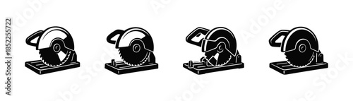 Circular saw collection, power tools, hardware, flat vector illustration