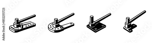 Metalwork tool set, lever arm presses in flat vector illustration style