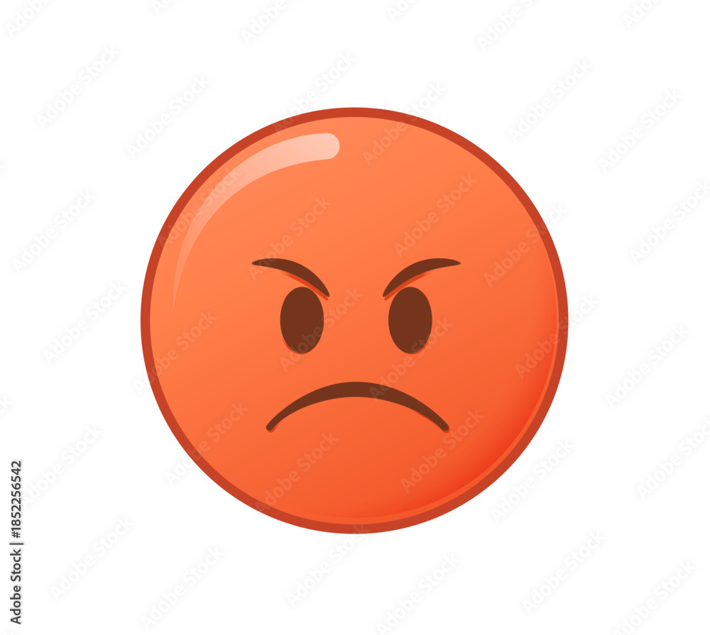Fototapeta premium Red Angry emoji Face, emoticon Face with Symbols Over Mouth, Serious Face with Symbols Covering Mouth, red mad, Grumpy