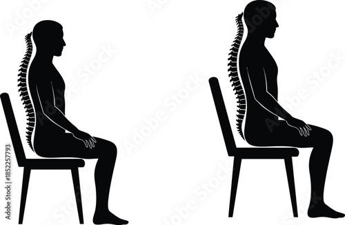 Sitting Posture Comparison Spine Alignment Icons back
