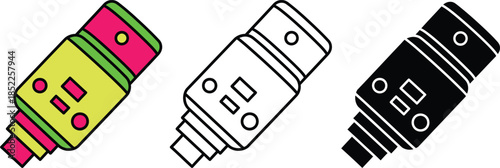 Colorful and monochrome U S B cable connectors in style USB cable technology