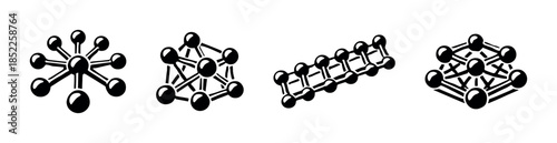 Molecule network icons, flat vector illustration, chemistry, science symbols
