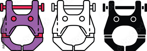 Three colored mechanical brake caliper with purple black and white mechanical part