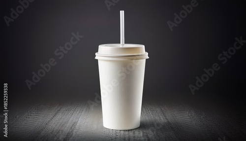 A White Coffee Cup With A Straw In It