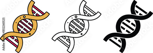 Three Colorful D N A Helix in Yellow, Gray, and Black