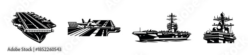 Aircraft carrier vector illustration, naval ships, flat vector military design
