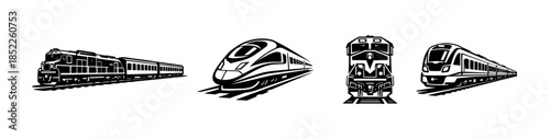 Train and locomotive vector illustration, flat vector style, railway transport graphics
