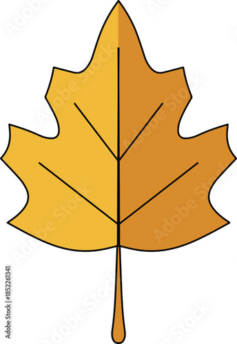 Golden Autumn Leaf with Gradient Coloring