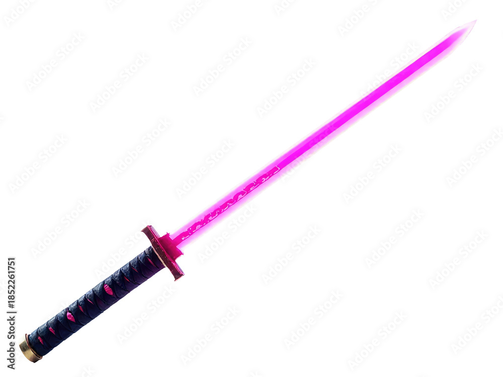 Fototapeta premium A futuristic and unique lightsaber design with a pink crystal blade and a sleek black handle