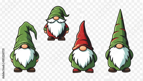 Whimsical Garden Gnome Characters Set Illustration