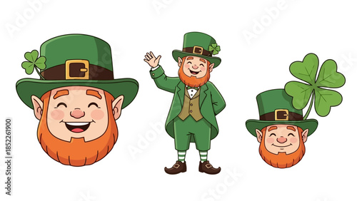 St. Patrick's Day Leprechaun Vector Illustration Set