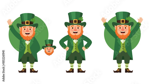 St. Patrick's Day Leprechaun Vector Illustration Set