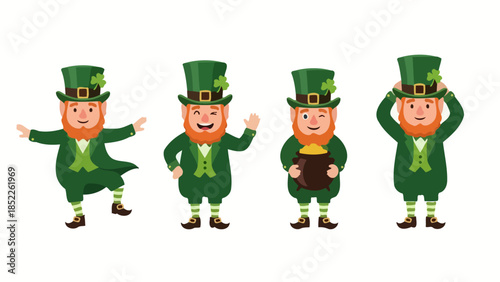 Four Cheerful Leprechauns Celebrating St. Patrick's Day