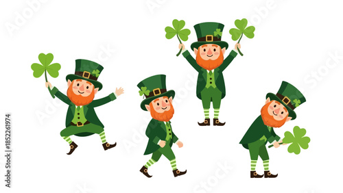 St. Patrick's Day Leprechaun Vector Illustration Set