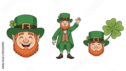 St. Patrick's Day Leprechaun Vector Illustration Set