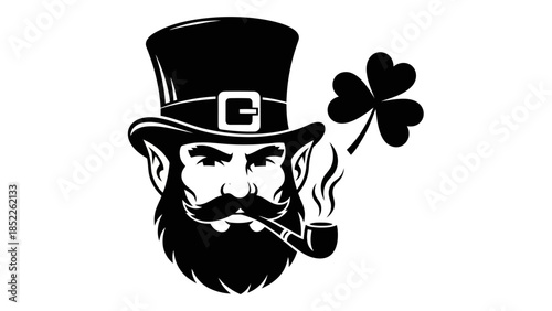 St. Patrick's Day Leprechaun Vector Illustration with Shamrock