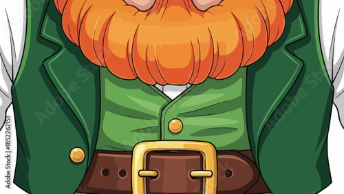 St. Patrick's Day Leprechaun Vector Illustration with Orange Beard