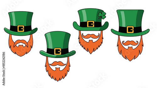 St. Patrick's Day Leprechaun Vector Icons Set