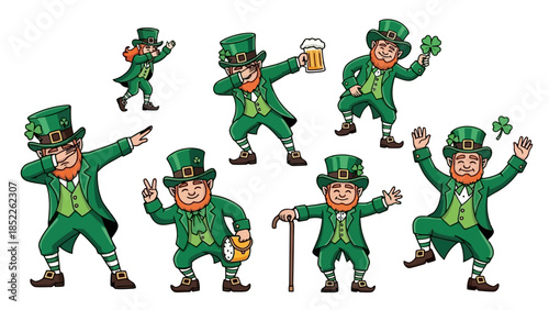 St. Patrick's Day Leprechauns Celebrating with Clovers and Beer