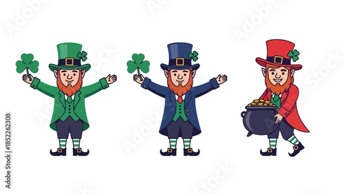 St. Patrick's Day Leprechauns Vector Illustration