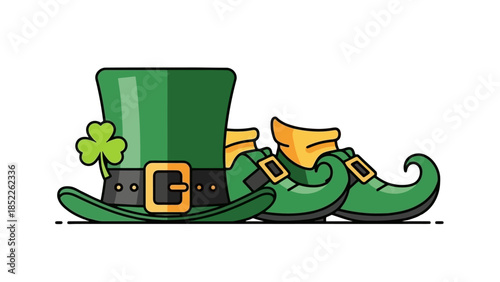 St. Patrick's Day Hat and Shoes Vector Illustration
