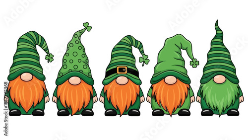 St. Patrick's Day Gnome Characters in Green and Orange