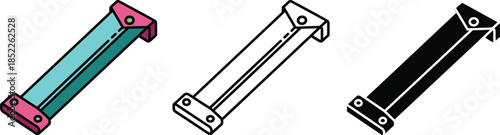 Three colorful parallel bars with different colored handles and bars gymnastic equipment