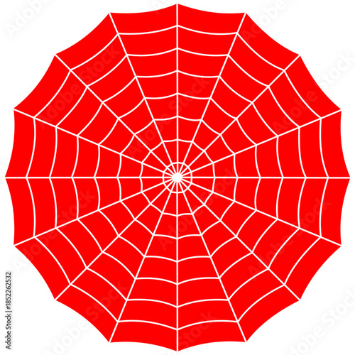 red spider web design is visible on a white background. Vector illustration