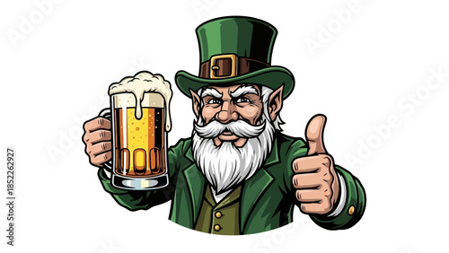 Leprechaun with Beer Mug Celebrating St. Patrick's Day