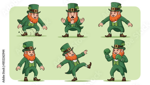 Animated Leprechaun Character in Green Outfit Dancing Joyfully