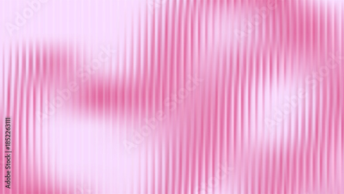 Ribbed glass background with refraction effect. Reeded glass with red gradient. Abstract vector background