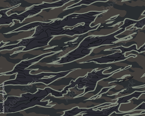 Vector seamless camo tiger stripe army fatigue pattern design	
