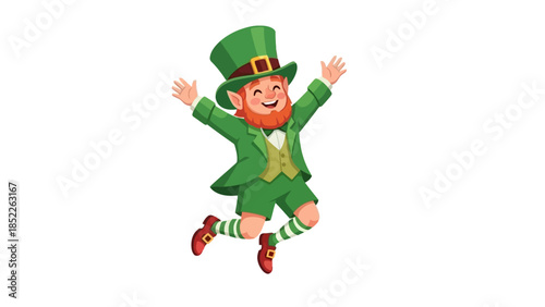 Cheerful Leprechaun Celebrating St. Patrick's Day with Joyful Dance