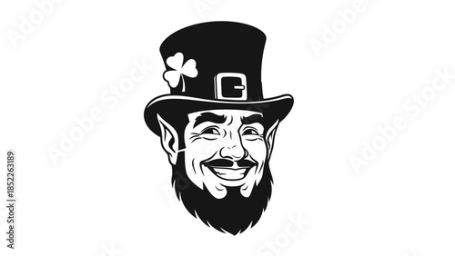 Festive Leprechaun Portrait with Top Hat and Shamrock