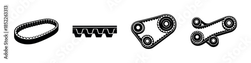 Automotive belts illustration. Mechanical gear vector illustration, flat vector style, gearbox, cogs, machinery