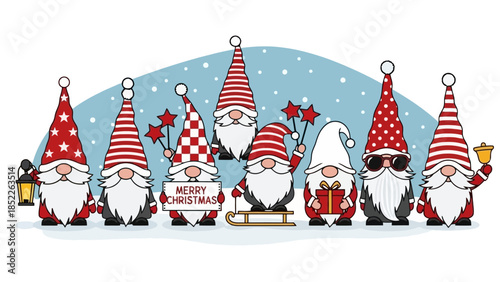 Festive Gnome Group Celebrating Christmas with Joyful Activities