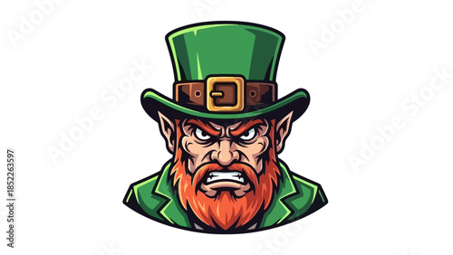 Angry Leprechaun Vector Illustration for St. Patrick's Day Celebrations