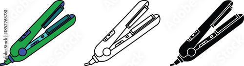 Three Hair Straighteners in Green Black and White Line Style line flat iron