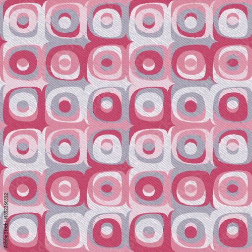 Full seamless geometric colorful designed texture pattern. Ideal for printing onto fabric print and paper or decoration. Cube composition fuchsia pink background.